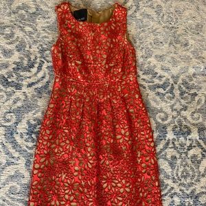 Beautiful detailed red/tan dress! Wore once !